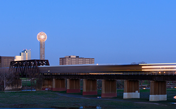 Reunion Tower in downtown Dallas where logistics is booming.