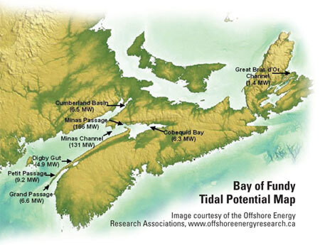 Bay of Fundy tidal map