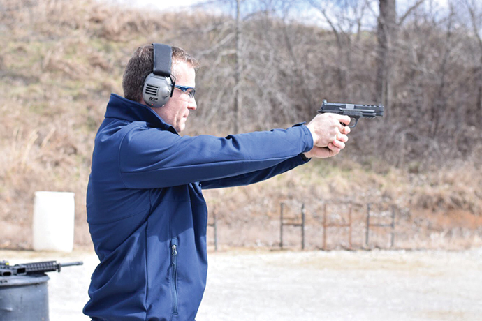 In welcoming Smith & Wesson parent firm American Outdoor Brands’ $55-million, 300-job investment to Boone County, Gov. Greitens in March “put a few rounds down range” with company leaders at the Green Valley Rifle and Pistol Club.