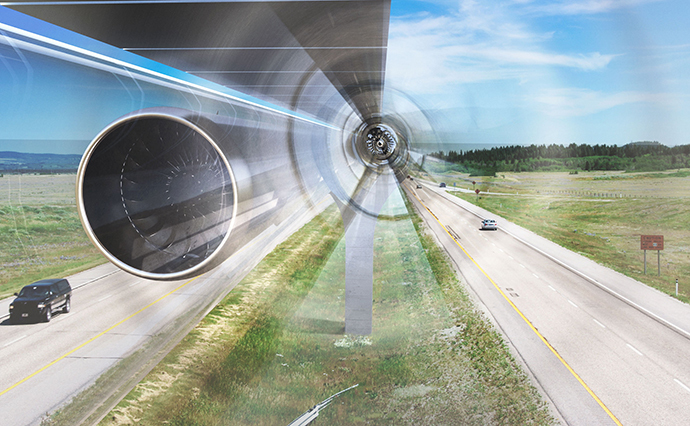 Toronto-based TransPod in July announced that building a TransPod hyperloop system would cost half the projected cost of the high-speed rail (HSR) system already proposed for the Toronto-Windsor corridor, and would move at more than four times the HSR’s top speed. The firm’s design is shown here speeding across the Alberta countryside.