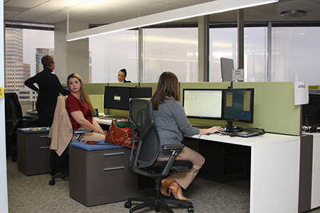 At IFMA’s new downsized headquarters in Houston, partition levels are kept low to promote interaction among staff. There are no assigned office spaces for employees.