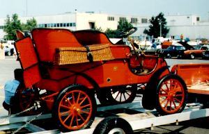 Vintage Ford vehicles in the Lima plant's parking lot