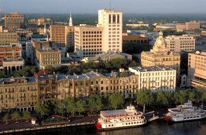Downtown Savannah and riverfront