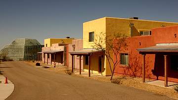 Once a hotel, the adobe bungalows are now closed.