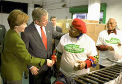 President George Bush and First Lady Laura Bush visit the CAFB