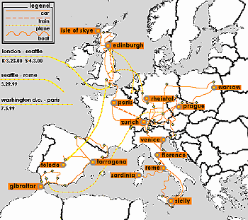 Map of 13-month European jaunt
