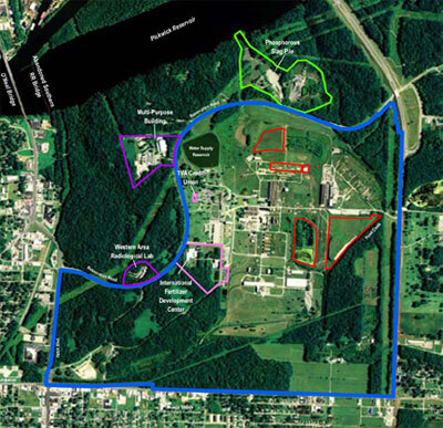The portion of the TVA Reservation site to be redeveloped lies at the heart of a four-city area in Northwest Alabama.