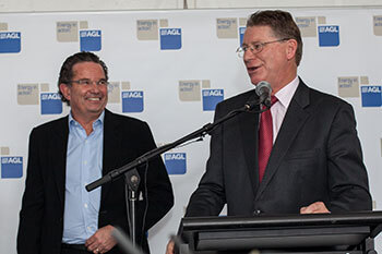 The Hon. Dr. Denis Napthine MP (left), Premier of Victoria and local member for South-West Coast, on April 12 officially opened the Macarthur Wind Farm with AGL Managing Director and CEO Michael Fraser (right).