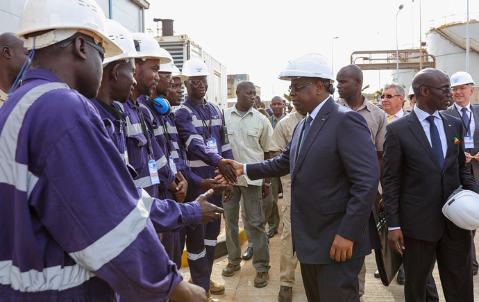 Macky Sall Senegal with Plant Workers